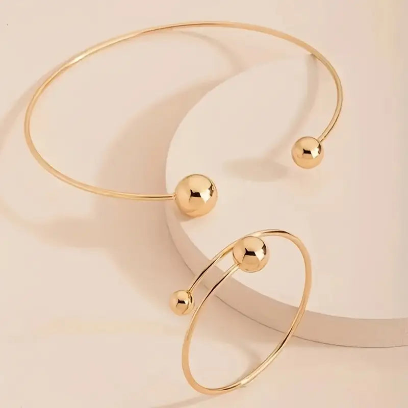 Minimalistyczny Zestaw Choker i Bransoletka Glow | Złoto
