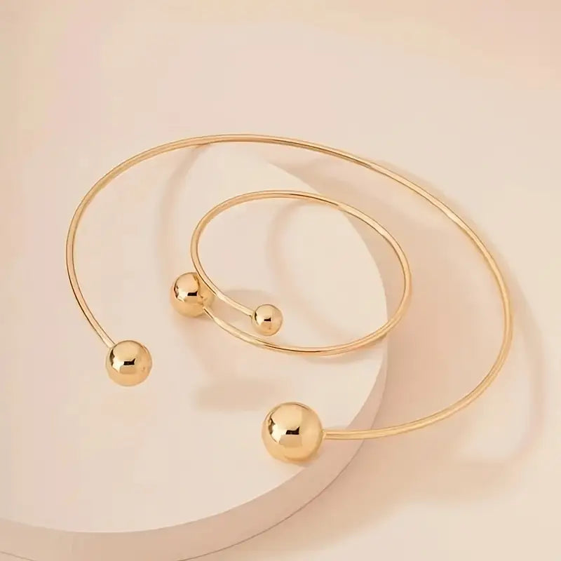 Minimalistyczny Zestaw Choker i Bransoletka Glow | Złoto