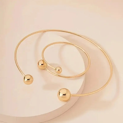 Minimalistyczny Zestaw Choker i Bransoletka Glow | Złoto