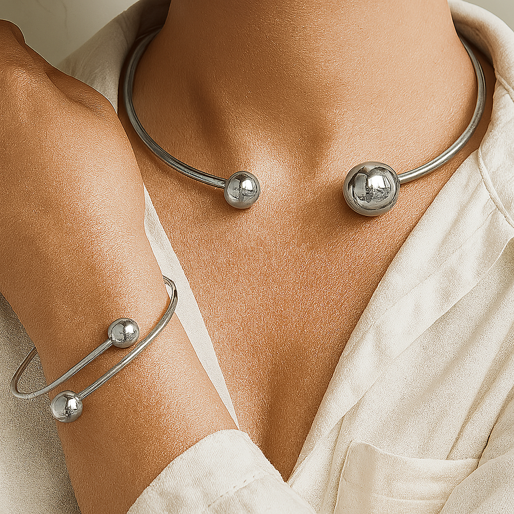 Minimalistyczny Zestaw Choker i Bransoletka Glow | Złoto