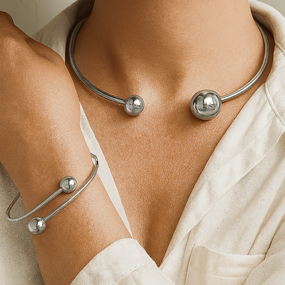 Minimalistyczny Zestaw Choker i Bransoletka Glow | Złoto